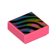 Tile 1 x 1 with Rainbow Colors, Black Stripes print