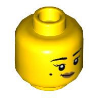 Image of part Minifig Head Bird-Watcher / Lee, Eyelashes, Beauty Mark, Peach Lips, Open Mouth Smile / Closed Mouth Smirk Print