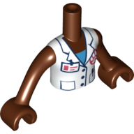 Minidoll Torso Girl with White Doctor Lab Coat, Medium Azure Shirt, Reddish Brown Arms and Hands