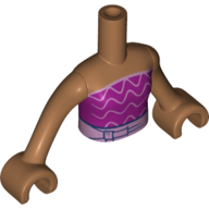 Minidoll Torso Girl with Dark Pink Top, Bright Pink Decorations, Belt print, Medium Nougat Arms and Hands