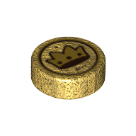 Tile Round 1 x 1 with Golden Crown print