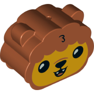 Duplo Brick 2 x 4 x 2 Rounded Ends with Ears and Lion Face Print