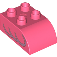 Duplo Brick 2 x 3 with Curved Top, Flamingo Wing Print