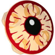 Plate Round 2 x 2 with Rounded Bottom [Boat Stud] with Bloodshot Eye and Black Pupil Print