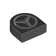 Tile 1 x 1 Half Circle with Mercedes Logo print