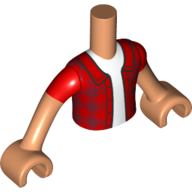 Minidoll Torso Boy with Red Plaid Shirt/Jacket, White Shirt, Nougat Hands