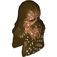 Minifig Head Special, Wookiee with Medium Dark Flesh Face Fur and Teeth Print