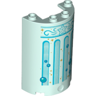 Cylinder Half 2 x 4 x 5 with 1 x 2 Cutout and Columns, Stars, and Bubbles Print
