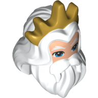 Mask, White Hair and Beard, Gold Crown Print (King Triton)
