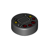 Tile Round 1 x 1 with Screen, Red/Yellow/Black Buttons/Racing Steer Controls print