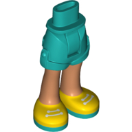 Minidoll Hips and Shorts with Light Nougat Legs and Yellow Shoes, White Laces, Dark Turquoise Soles print Shoes