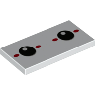 Tile 2 x 4 with Black Eyes, Red Dots print