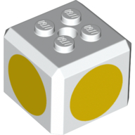 Brick Special Cube with 2 x 2 Studs on Top, and Yellow Circles Print