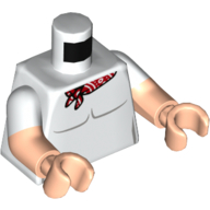 Torso, Dual Molded Arms, Red Neckerchief Print, White Sleeves Pattern, Light Nougat Arms and Hands