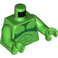 Torso Bare Chest with Green and Dark Green Body Lines on Both Sides Print (Hulk), Bright Green Arms and Hands