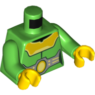 Torso Armor, Yellow Collar, Silver Belt with Yellow Circle Print, Bright Green Arms, Yellow Hands