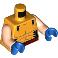 Torso Muscles with Blue Trim and Red Belt with Buckle Print (Wolverine), Light Nougat Arms, Blue Hands
