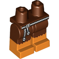 Hips with Reddish Brown Legs and Orange Boots Pattern with Reddish Brown Torn Pants, White Rope as Belt