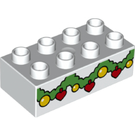 Duplo Brick 2 x 4 with Green Garland with Gold and Red Ornaments Print