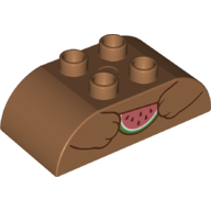 Duplo Brick 2 x 4 Curved Top with Bear Arms Holding Watermelon Slice Print