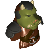 Minifig Head Special, Gamorrean with Armor and Belt, Silver Spots on Chest Emblem Print