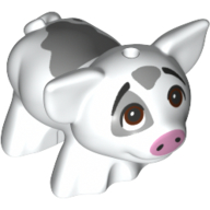 Animal, Pig, Small with Bright Light Pink Snout, Light Bluish Grey Spots, Looking Up (Pua)