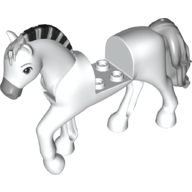 Animal, Horse with Raised Leg, Light Bluish Gray Blaze and Tail, Black Striped Mane print