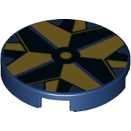 Tile Round 2 x 2 with Dark Blue/Dark Tan Compass Center print