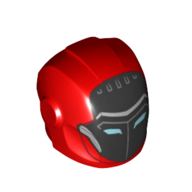 Helmet with Armor Plates and Ear Protectors with Black Mask with Medium Blue Eye Slits Print