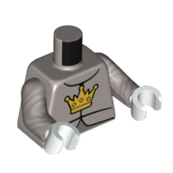 Torso, Armor, Gold Crown print, Flat Silver Arms, White Hands