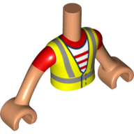 Image of part Minidoll Torso Boy with High-Visibility Jacket, Red/White Stripes Shirt print, Nougat Arms and Hands