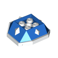 Wedge Sloped 4 x 4 with Diamond Spikes with Blue Slopes Print (Iggy Koopa Shell)