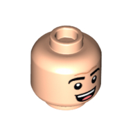 Minifig Head Michael Scott, Thick Eyebrows, Forehead Line, Open Mouth Smile with Tongue and Teeth / Sad Closed Mouth Print