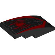Slope Curved 4 x 2 No Studs with Spider Wes, Red Spider-Man Logo print