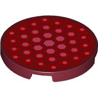 Tile Round 3 x 3 with Red and Bright Pink Hexagons Print
