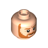 Minifig Head Obi-Wan Kenobi, Dark Orange Beard, Slight Smile / Angry with Clenched Teeth Print