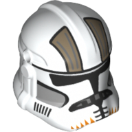 Helmet Clone Trooper Phase 2, Closed Front, Holes for Visor with Dark Tan Markings, Orange 'Teeth' print