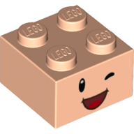 Brick 2 x 2 with Face, Winking Eyes and Open Mouth Smile Print