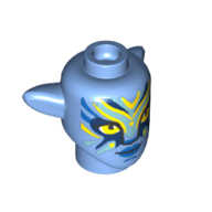 Minifig Head Special Alien Na'vi with Yellow Eyes, Blue/Dark Blue/Neon Yellow Markings, Blue Lips print