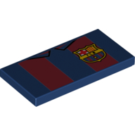 Tile 2 x 4 with Dark Red Strips, FC Barcelona Symbol print