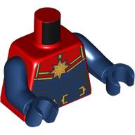 Image of part Torso, Captain Marvel Outfit, Dark Blue/Red Chest, Gold Star, Belt print, Dark Blue Arms and Hands