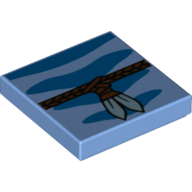 Tile 2 x 2 with Dark Azure Shapes, Rope with 2 Feathers print