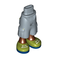 Minidoll Hips and Cargo Pants with Large Pockets and Reddish Brown Legs and Olive Green Shoes, Dark Blue Soles, White Laces print [Thin Hinge]
