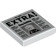 Image of part Tile 2 x 2 with Newspaper, 'EXTRA!' print