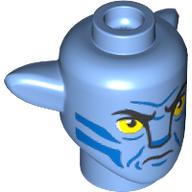 Minifig Head Special, Na'vi with Yellow Eyes, Blue Markings, Angry print