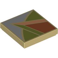 Tile 2 x 2 with Dark Orange/Olive Green/Nougat/Sand Blue Floor Tile Pattern print