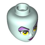 Minidoll Head with Lavender Eyeshadow, Yellow Eyes, Dark Purple Lips print