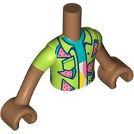Minidoll Torso Boy with Lime Shirt with Water Melon Slicesm Dark Turquoise/White Shirt print, Medium Nougat Arms and Hands