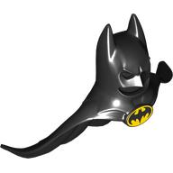 Image of part Mask, Batman Cowl with Cape, Yellow Batman Logo with 1 Center Bottom Points print