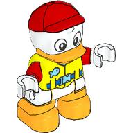 Duplo Figure Duck with Safety Vest, Red Cap, Bright Light Orange Beak and Legs